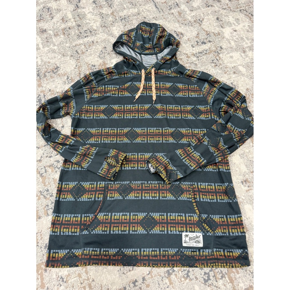 Howler Brothers Mens XL Performance Hoodie Aztec Geometric Loggerhead